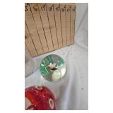 Paperweight Lot(4) with Vintage Bottle