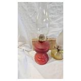 Lot of 3 Oil Lamps with glass chimneys
