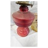 Lot of 3 Oil Lamps with glass chimneys