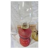 Lot of 3 Oil Lamps with glass chimneys