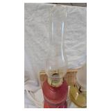 Lot of 3 Oil Lamps with glass chimneys