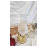 Lot of 3 Oil Lamps with glass chimneys