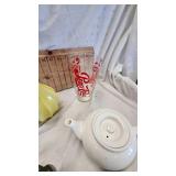 Tea Pots, Stoneware Bowls, Vase and Glass as Pictured