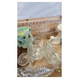 Vintage Lot, Crystal Paperweight, Crystal Dish, Glass Cups, etc