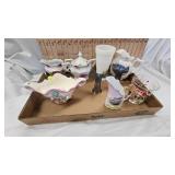 Pewter Deer Jiggers, Sugar and Creamers, Milk Glass, misc