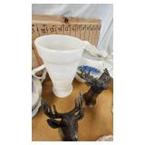 Pewter Deer Jiggers, Sugar and Creamers, Milk Glass, misc