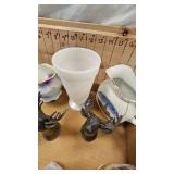 Pewter Deer Jiggers, Sugar and Creamers, Milk Glass, misc