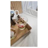 Pewter Deer Jiggers, Sugar and Creamers, Milk Glass, misc