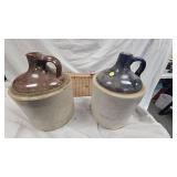 2-two tone crock jugs as pictured, no markings