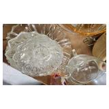 Watt Pottery Bowl, Wood Cheese Box, Vintage Glassware and Misc