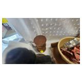 Watt Pottery Bowl, Wood Cheese Box, Vintage Glassware and Misc