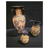 Set of 3 Ancient Grecian Vases (Reproductions)