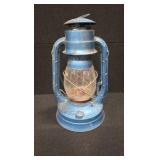Rustic Vintage Dietz No. 8 Air Pilot Blue Kerosene Lantern w/ Clear Glass Globe