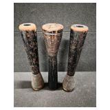 3 VINTAGE 12" Wooden Industrial Textile Bobbin Spool Spindle-PA Mills Great Patina