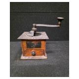 RARE ANTIQUE Wooden And Cast-Iron Coffee Grinder with Drawer and Hand Mill