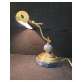 MCM Vintage Adjustable Brass and Marble Bankers Desk Lamp
