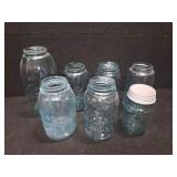 Set of 7 Assorted VINTAGE Mason Jars