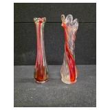 Vintage Stretch Art Glass Vase Cranberry Amberina Red to Clear