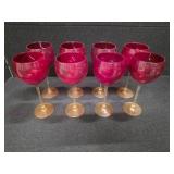 Set of 8 Lenox Holiday Gems Ruby Red Balloon Wine Glasses
