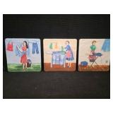 Vintage Laundry-Themed Wall Tiles ( Wall Art )
