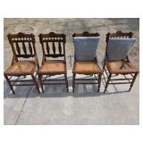 4 Early 20th Century Antique Cane Seat Side Chairs