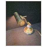 MCM Vintage Adjustable Brass and Marble Bankers Desk Lamp