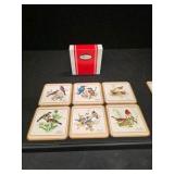 Vintage Cork Coasters with Birds on them