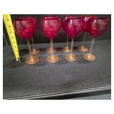 Set of 8 Lenox Holiday Gems Ruby Red Balloon Wine Glasses