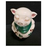 Vintage Shawnee Pottery "Smiley" Pig Cookie Jar Featuring a Shamrock Design