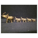 Set of 5 Brass Elephants