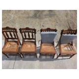 4 Early 20th Century Antique Cane Seat Side Chairs
