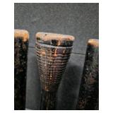 3 VINTAGE 12" Wooden Industrial Textile Bobbin Spool Spindle-PA Mills Great Patina