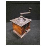 RARE ANTIQUE Wooden And Cast-Iron Coffee Grinder with Drawer and Hand Mill
