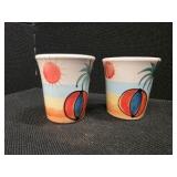 Four Collectible PIER 1 Ceramic Mugs, Made in Italy, Hand-Painted with a Beach Theme