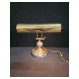 MCM Vintage Adjustable Brass and Marble Bankers Desk Lamp
