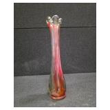 Vintage Stretch Art Glass Vase Cranberry Amberina Red to Clear