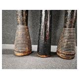 3 VINTAGE 12" Wooden Industrial Textile Bobbin Spool Spindle-PA Mills Great Patina