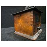 RARE ANTIQUE Wooden And Cast-Iron Coffee Grinder with Drawer and Hand Mill