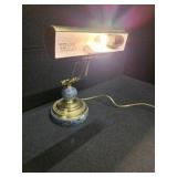 MCM Vintage Adjustable Brass and Marble Bankers Desk Lamp