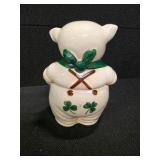 Vintage Shawnee Pottery "Smiley" Pig Cookie Jar Featuring a Shamrock Design
