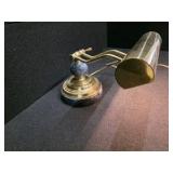 MCM Vintage Adjustable Brass and Marble Bankers Desk Lamp