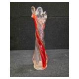 Vintage Stretch Art Glass Vase Cranberry Amberina Red to Clear