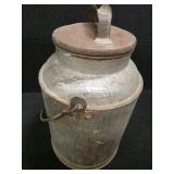 Vintage Metal Milk Can with Lid