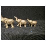 Set of 5 Brass Elephants