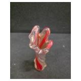 Vintage Stretch Art Glass Vase Cranberry Amberina Red to Clear