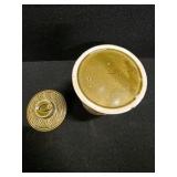 Vintage Olive Green Ceramic Rooster Weathervane Cookie Jar (Butter Churn Style)