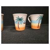 Four Collectible PIER 1 Ceramic Mugs, Made in Italy, Hand-Painted with a Beach Theme