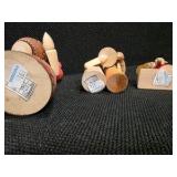 Vintage Russian (cloth) Rag Doll, and 3 small Hand-Carved Russian Doll Trinkets