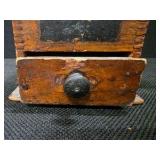 RARE ANTIQUE Wooden And Cast-Iron Coffee Grinder with Drawer and Hand Mill
