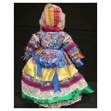 Vintage Russian (cloth) Rag Doll, and 3 small Hand-Carved Russian Doll Trinkets